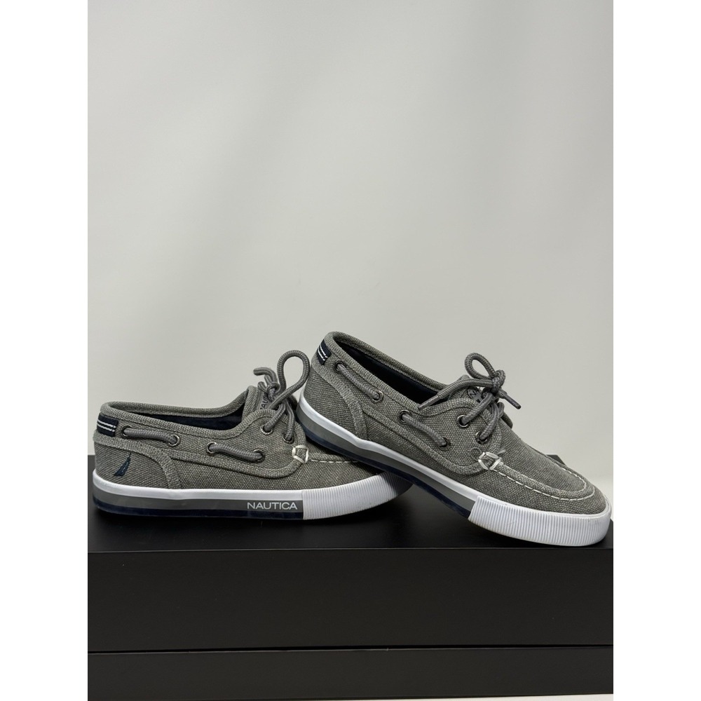 Nautica Spinnaker Kid's Boat Shoes Gray Canvas 2-Eye Size 13 - Picture 3 of 13